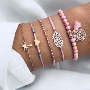 Set 5 bracelets tropical summer fun